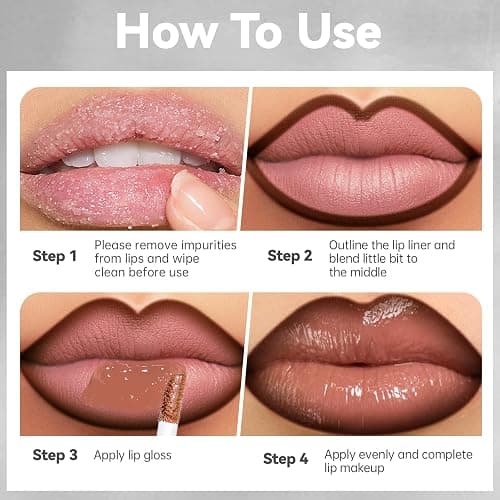 HOSAILY 2 in 1 Lip Combo Sets, Dark Brown Natural Lips Liner and Liquid Lipstick Combo Moisturizing Nude Glossy Gloss Lip Kit, Plumping Lightweight Lips Pencil with High Shine Tinted Gloss Set01 thumbnail 5