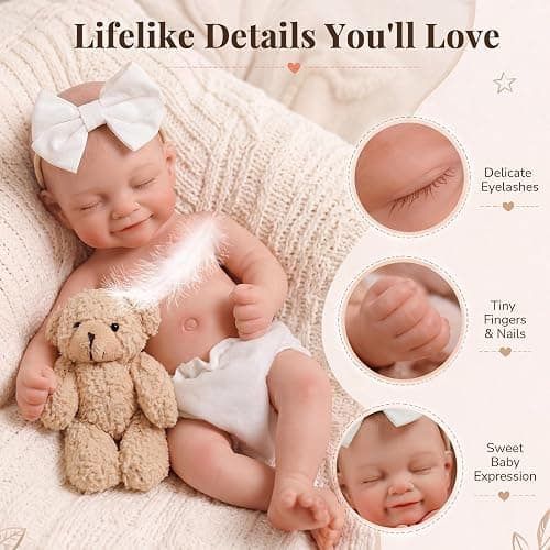 BABESIDE Full Body Silicone Reborn Baby Dolls - 12 Inch (Weight 3 lb) Weighted Full Silicone Realistic-Newborn Baby Doll Real Life Baby Dolls with Complete Accessories & Gift Box thumbnail 2
