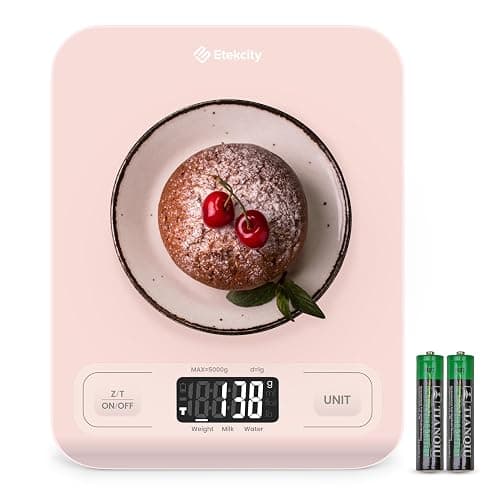Etekcity Food Kitchen Scale, Digital Grams and Ounces for Weight Loss, Baking, Cooking, Keto and Meal Prep, LCD Display, Medium, Pink - Image 1