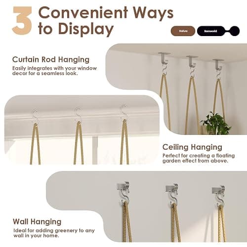 Bamworld Hanging Shelves Plant Hanger Indoor Window Plant Shelves Wood Plant Wall Shelf Window Sill Plant Shelf Indoor Hanging Plant Stand Living Room Decor Garden Boho Decor thumbnail 6