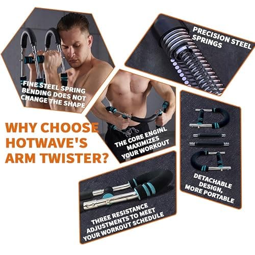 HOTWAVE Twister Arm Exerciser,Adjustable Spring Workout Bar, Forearm Triceps Chest Enhanced Exercise Strengthener,Portable Home Fitness Equipment thumbnail 5