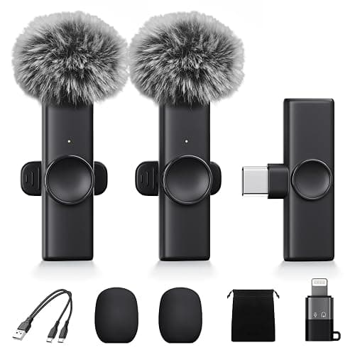 2 Pack Wireless Lavalier Microphone for iPhone iPad Android, Plug & Play Lapel Mic with Noise Reduction, Professional Mini Mic for Video Recording, YouTube TikTok Vlog Podcast Interview Livestream - Image 1