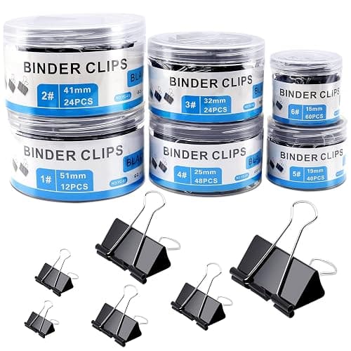 208 PCS Binder Clips Assorted Sizes, Metal Large Binder Clips Bulk, Black Binding Paperwork Clamp for Paper, 6 Size Clips Office Supplies for Business and School - Image 1