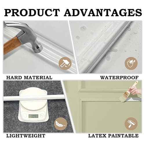 JZHLLA 30 Piece Peel & Stick Wall Molding Kit, Pre-Cut Wainscoting Panels with Self-Adhesive Trim, Easy Install Wall Decor for Office Home Bedroom Living Room thumbnail 4