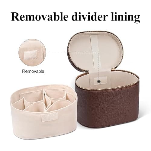 honitty Makeup Bag, Travel Make up Case with Compartments and Handle, Portable Cosmetic Organizer Bags,Toiletry Bag for Women thumbnail 3