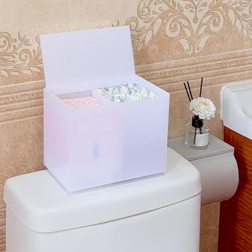 DELIPPLY Tampon Holder for Bathroom, Tampons and Pads Container Box, Women Period Storage Holder, White thumbnail 7