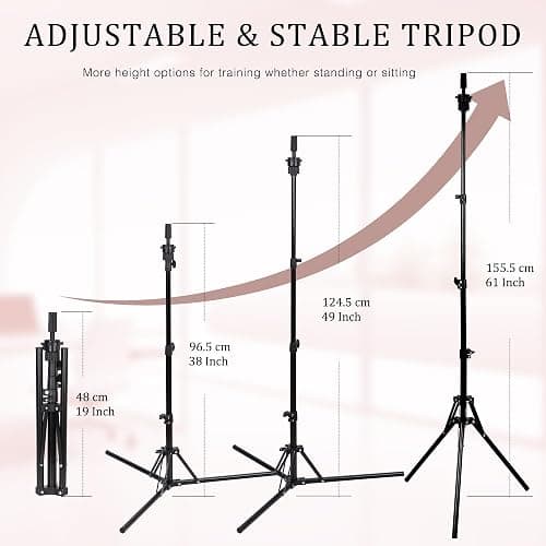 Demides 22" Canvas Wig Head Set with 61" Adjustable Tripod Stand | Durable canvas head,compatible with wig stands and clamps,ideal for wig making,customization,styling,training and display thumbnail 5