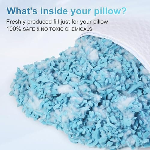 NTCOCO Cooling Bed Pillows Queen Size Pack of 2 for Sleeping Shredded Memory Foam Bed Pillows Adjustable Gel for Side Stomach Back Sleepers Washable Removable Cover Cover thumbnail 5