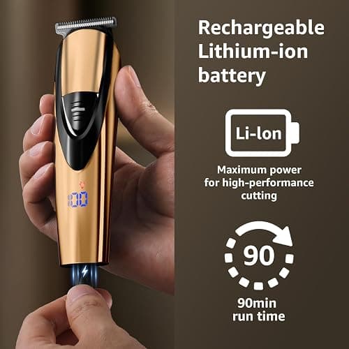 SHPAVVER Beard Trimmer for Men: Professional Barber Hair Clippers - 12-in-1 Cordless Grooming Kit - Waterproof Electric Razor with Turbo Speed & Precision Blades, Gold thumbnail 4