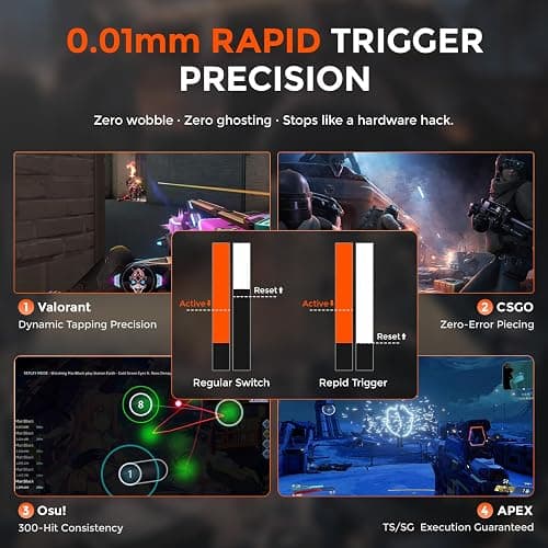 DAREU EK60 HE Hall Effect Magnetic Switch Keyboard, 60% Wired Mechanical Gaming Keyboard with Adjustable Actuation Rapid Trigger Mode, SOCD, 8000Hz Polling Rate, Compact RGB Backlit for Mac/PC - White thumbnail 5