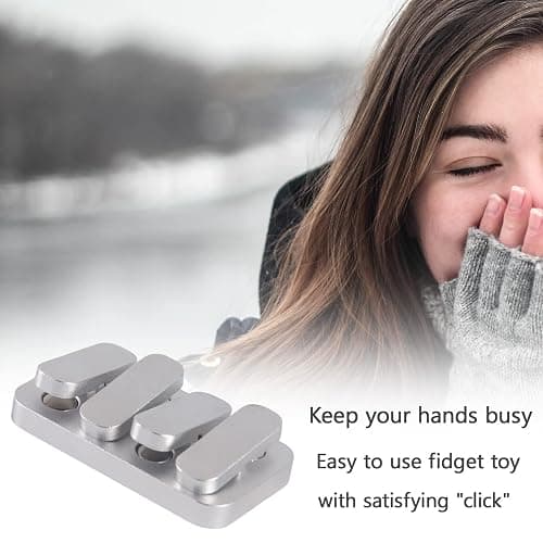 Metal Fidget Slider EDC Fidget Clicker Fidget Toys Adults (Matte Silver) thumbnail 4