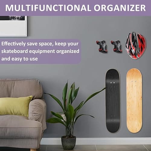 Skateboard Wandhalterung,Skateboard Zubehör Metall Mit Montagezubehör,Skateboard Halterung Acryl für Skateboard Deck Display und Lagerung,Skateboard Halterung Wand für Wohnzimmer,Garage,2 Stück thumbnail 5