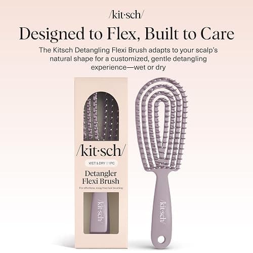 Kitsch Hair Brush Detangler – Flexi Flow Hair Brush for Women, Men & Kids | Detangling Brushes for Curly Hair with Bendable Frame, Bounce Curl Defining Brush for Wet or Dry Strands - Soft Violet thumbnail 9