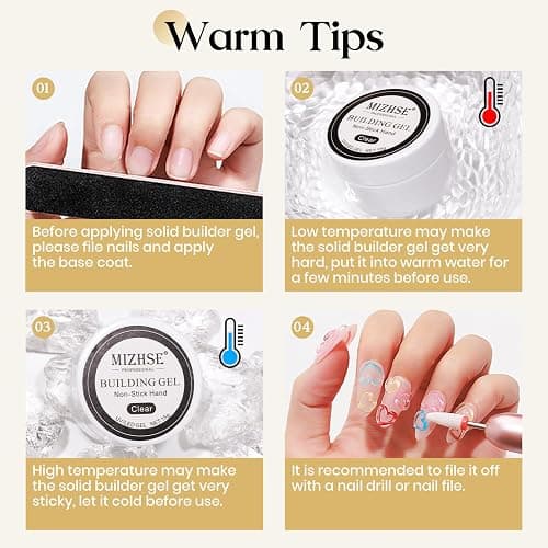 MIZHSE Solid Builder Gel Clear 3D Nail Gel, Non-Stick Sculpting Gels for 3D Nail Art Carving Building Modeling Hard Nail Extension Soak Off UV/LED Nail Art Salon Home DIY 15g thumbnail 9