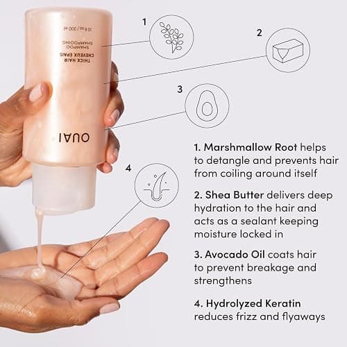 OUAI Thick Hair Shampoo and Conditioner Set - Sulfate Free Shampoo and Conditioner for Thick Hair Care - Moisturizes, Strengthens & Fights Frizz - Made with Keratin & Shea Butter (10 Fl Oz) thumbnail 3