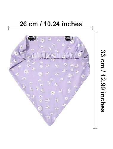 AWAYTR Elastic Hair Scarf Headband - 3 PCS Chiffon Print Floral Hair Scarves with Hair Clips Kerchief Head Bandanas for Women (White/Beige/Purple) thumbnail 2