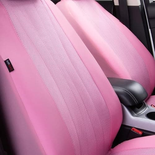 Flying Banner car seat Covers Set airmesh Breathable Fashion Easy Bench Split Protectors Sport Fashion (Pink & Pink, Full Set - Low Back) thumbnail 4