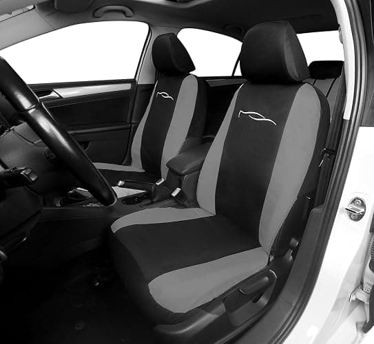 Susy Shop Ensemble de housses de sièges de voiture universelles avec dossier arrière et 2 fermetures éclair, housses de sièges de voiture compatibles avec airbag (Noir/Bleu foncé) thumbnail 5