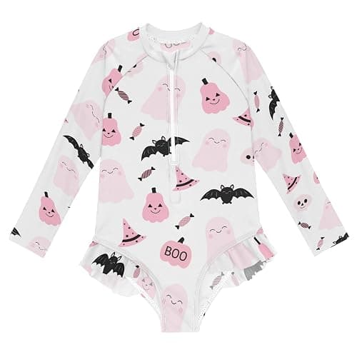 Vozoza Baby Girl Bathing Suit Long Sleeve UPF 50+ One Piece Toddler Swimsuit - Image 1