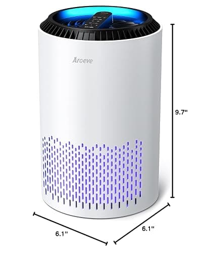 AROEVE Air Purifiers for Bedroom Home, 3 Layer Filter for Smoke Pollen Allergies Pet Dander Odor, Sleep Mode for Better Sleep, Energy Saving, 3 Speeds, Timer for Office, Dorm, Kitchen, MK01, White thumbnail 2