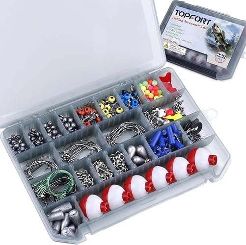 TOPFORT 187/343pcs Fishing Accessories Kit, Organized Fishing Tackle Box with Tackle Included, Fishing Hooks, Fishing Weights Sinkers, Fishing Gear and Equipment, Fishing Gift for Men - Image 1
