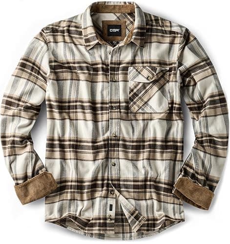 CQR Men's 100% All Cotton Button Down Flannel Shirts, Long Sleeve Brushed Warm Soft Casual Outdoor Plaid Shirt - Image 1