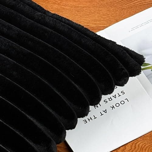 20" x 12" Black Throw Pillow Covers Pack of 2, Soft Fluffy Faux Fur Decorative Pillows for Couch, Bed Cover with Velvet Back for Living Room, Home Décor for Sofa (50cm x 30cm, No Inserts Included) thumbnail 7
