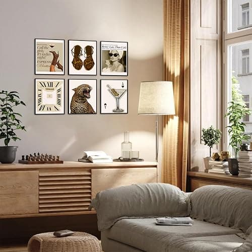 Mynotix Vintage Leopard Poster Set of 6, Trendy Cheetah Y2K Wall Art, Fashion Martini Wall Decor Preppy Girl Canvas Paintings Prints Artwork for Living Room Bedroom Dorm 8x10 inch Unframed thumbnail 5