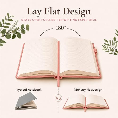 Lined Journal Notebook Hardcover Leather Bound 200 Pages A5 Pink Cute Diary | College Ruled 5.8x8.3" Journaling Notebooks for Women, Floral Aesthetic Journals for Writing, Small Travel Daily Note Book thumbnail 6