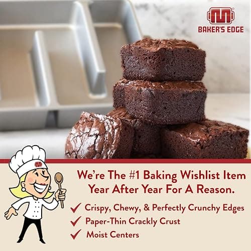 Baker's Edge Brownie Pan, The Original All Edges Brownie Pan for Baking | Premium Double Nonstick Coating, Heavy Gauge Cast Aluminum, Rectangular 9x12” Size Baking Pan - US Patented Design thumbnail 3