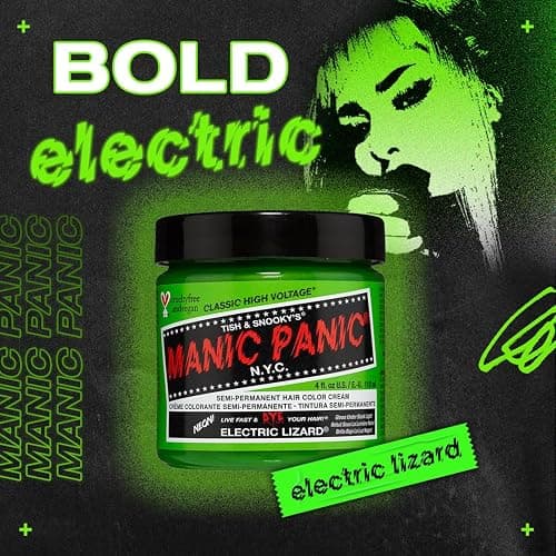 MANIC PANIC Classic Electric Lizard Semi Permanent Hair Color - Bright Neon Green Hair Dye for Women & Men That Lasts 4-6 Weeks - Vegan, Ammonia & Cruelty-Free - Create & Mix Custom Shades (4oz) thumbnail 9