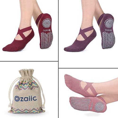 Ozaiic Pilates Socks for Women Non Slip Grip, Yoga Socks with Grippers for Barre, Hospital, Ballet, Dance, Barefoot Workout thumbnail 3