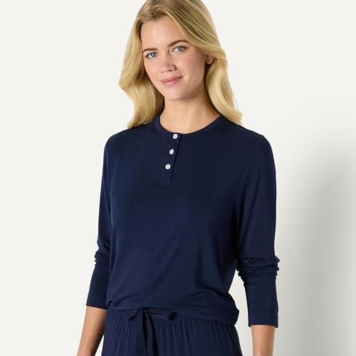 Amazon Essentials x Sofia Grainge Women's Long Sleeve Henley Pajama Set thumbnail 3
