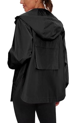 PESION Womens Waterproof Raincoat Lightweight Rain Jacket Trench Coat Hooded Windbreaker With Pockets for Outdoor thumbnail 4