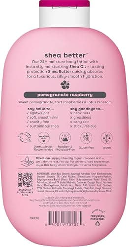 eos Shea Better Body Lotion Pomegranate Raspberry, 24-Hour Moisture Skin Care, Lightweight & Non-Greasy, Natural Shea, Vegan, 16 fl oz thumbnail 11