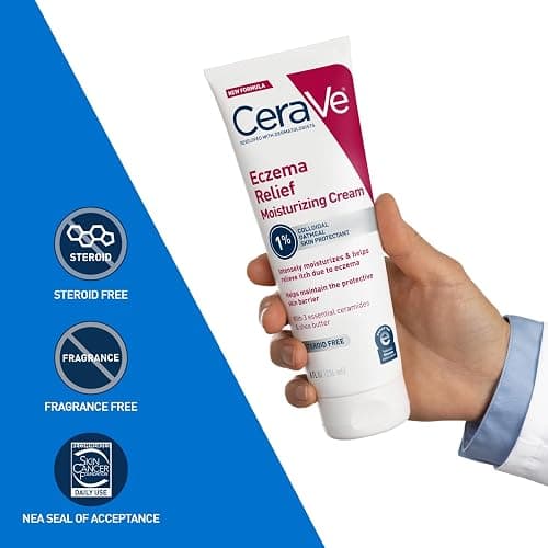 CeraVe Eczema Relief Moisturizing Cream with Colloidal Oatmeal, Shea Butter & Vitamin E For Dry Skin & Itchy Skin Relief, Steroid Free & Paraben Free, 8oz thumbnail 7