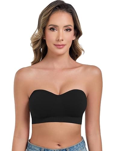 ANGOOL Strapless Bras for Women Wirefree Non-Slip Tube Top Invisible Bralette Seamless Padded Bandeau Bra - Image 1