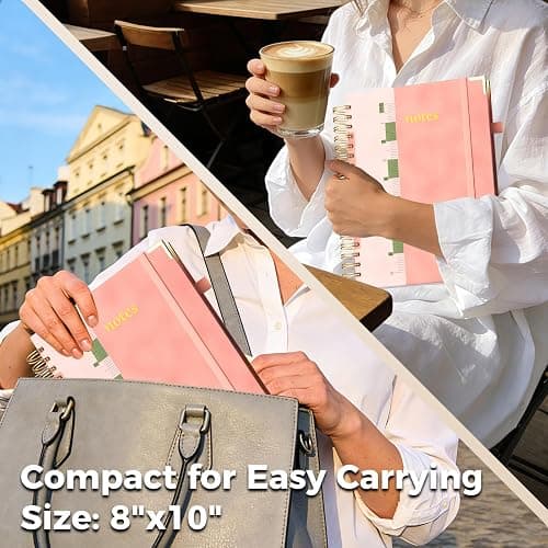 XYark B5 Hardcover Spiral Notebook, 8"x10" College Ruled Notebooks with Removable Dividers Tabs & Ruler, 5 Subject Notebook 300 Pages, Large Lined Journal for Women Men School Work Office, Pink thumbnail 8