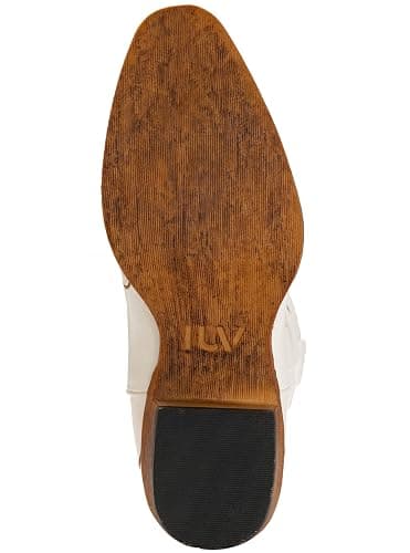 IUV Cowboy Boots For Women Mid Calf Cowgirl Boots Embroidered Pull-On Tabs Snip Toe Boot thumbnail 6