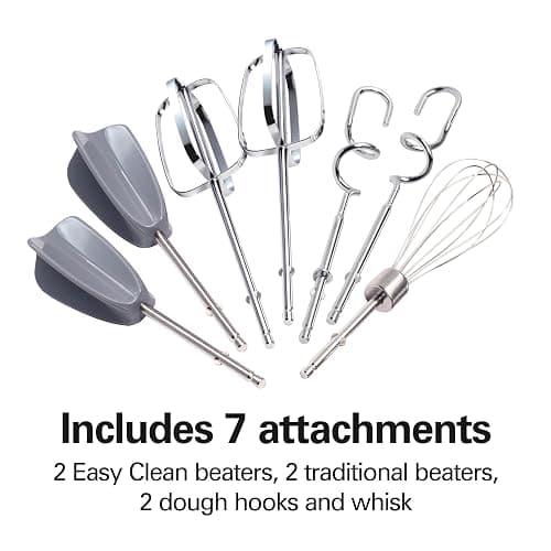 Hamilton Beach 6-Speed Electric Hand Mixer With Easy Clean Beaters | Traditional Beaters | Dough Hooks | Whisk | Snap-On Storage Case | 275 Watt Motor | Blue | 62677J thumbnail 5