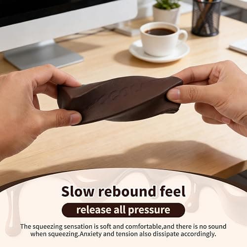 Slow Rising Squishy，Fidget Toys ，Adult Office Stress Relief Products，Stress Balls，Realistic Food Squishies for Adults, Stress Relief & Fidget Toys for ADHD (Dark Chocolate Bar-2Pcs) thumbnail 6