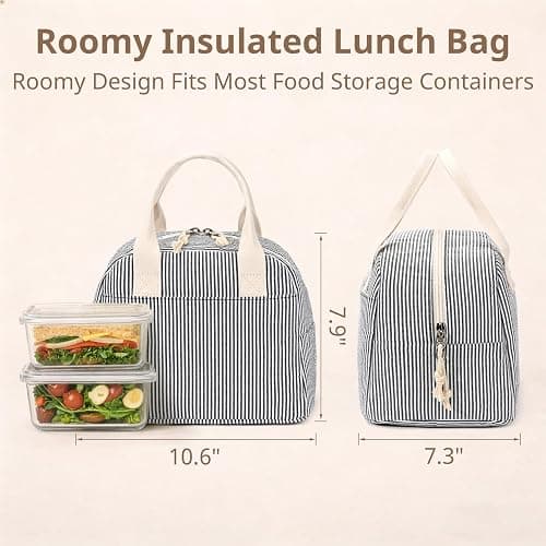 LOVELYWIND Lunch Box for Women Cute Lunch Bags for Women Lunch Tote Bags Reusable Insulated Lunch Box Large Capacity Reusable Insulated Cooler for Work or Travel Gifts or Beach thumbnail 2