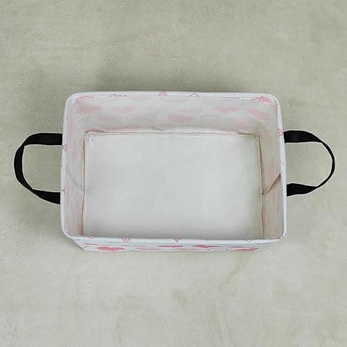 LANGYASHAN Rectangular Storage Bin Collapse Canvas Fabric Cartoon Storage Basket with Handles for Organizing Home Kitchen Boys and Girls Toys Office Closet Shelf Baskets (Rec Angel Heart) thumbnail 7