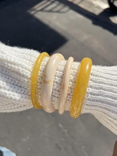 ÌF ME Acrylic Bangles Bracelets for Women, Irregular Acrylic Resin Chunky Bracelets Geometric Fashions Thick Statement bangle Set thumbnail 3
