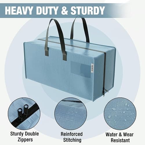WORKPRO 6 Pack Extra Large Moving Bags with Zippers & Carrying Handles Backpack Straps, Heavy-Duty Storage Tote for Space Saving & Storage, Alternative to Moving Box (Dusty Blue) thumbnail 3