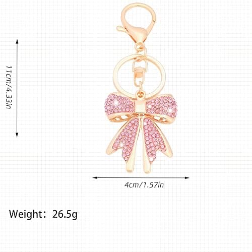 Vancy Utopia Sparkly Gold Plated Color Rhinestone Bow Keychains for Women,Charms for Key Purse Handbags Backpacks thumbnail 2