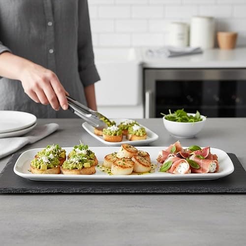 Rectangle White Serving Tray (2-Pack) - 17.5" Disposable Serving Platter for Appetizer, Fruits & Serving Dishes | Perfect Plastic Tray for Party Serveware thumbnail 2