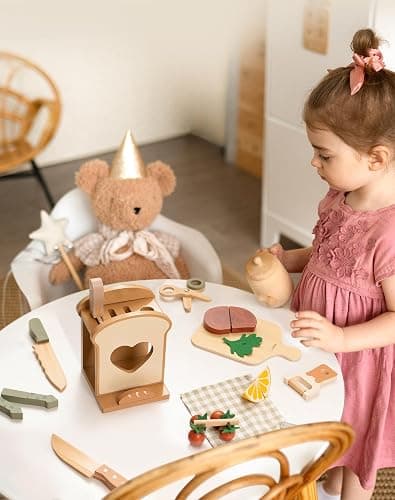 ROBUD 16pcs Kids Play Kitchen Knife Set - Wooden Cooking Playset, Montessori-Inspired Pretend Kitchen Toys for Toddlers, Role Play Gift for Boys and Girls thumbnail 2