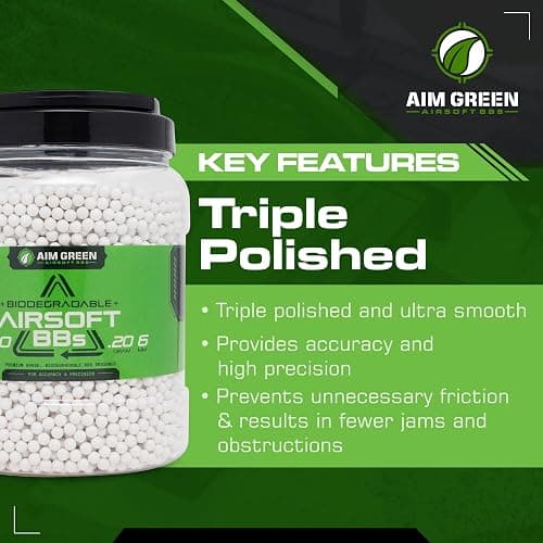 Aim Green Biodegradable Airsoft BBS, Premium-Grade 6mm Airsoft BBS, 20g, 25g, 32g, 36g, 40g, 2,500, 5,000, 10,000 Count - .20g 10,000 Count thumbnail 4