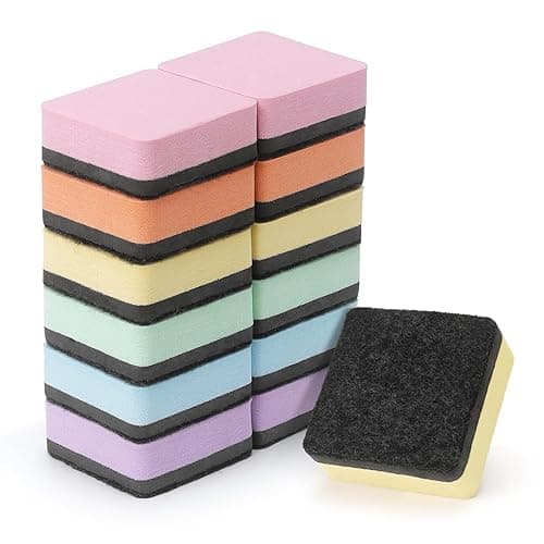 Tamaki 12 Pack Dry Erasers for White Board Magnetic Whiteboard Eraser, Whiteboard Erasers for Kids Classroom, Square Pastel Color - 12-pastel Color